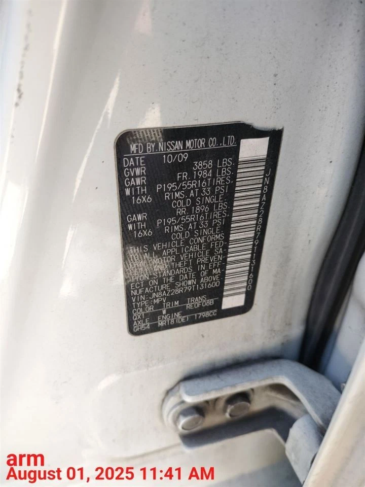 WHT HOOD FEA0M1FAMA 2009-2010 NISSAN CUBE Foto 1 de 4