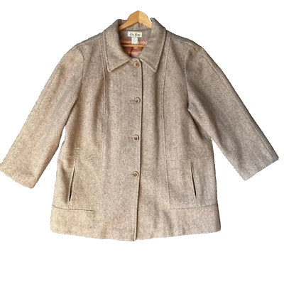 Abrigo vintage de lana espiga Herman Kay para niños color melocotón tostado topo para mujer 2XL 3XL 90s Foto 1 de 4