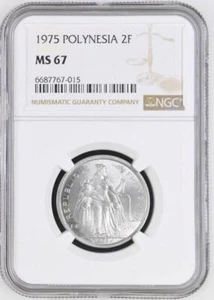 French Polynesia 2 Francs 1975 NGC MS 67 - Picture 1 of 2