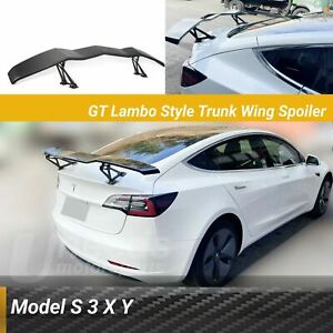 Fit Tesla Model S 3 X Y Lambo GT Style Gloss Black Rear Trunk Wings Spoiler