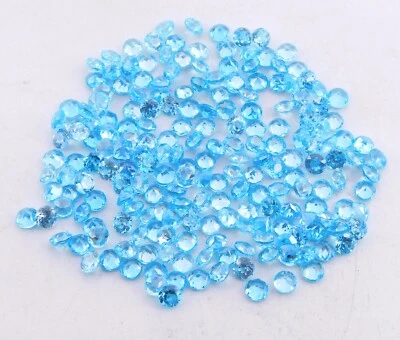 Blue Topz & C.Z Round Cut Lot Loose Lab Created Gemstone 3 MM For Jewelry P-1572 - Image 1 of 2