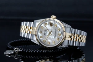 Rolex Datejust 31 mm Watch White Pearl Diamond Dial & Diamond Lugs Jubilee Band - Picture 1 of 9
