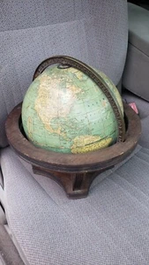 "Globo terrestre raro vintage Crams de 9"" con soporte de madera y latón tamaño raro Whs1" - Imagen 1 de 7
