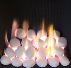 GAS FIRE REPLACEMENT PEBBLES 10 WHITE COALS STONES 60MM LIVING FLAME MADE IN UK