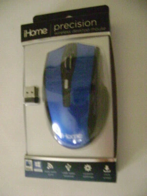 NIB IHOME Wireless Desktop USB Optical Blue Mouse-Nano Sync- 2IHMS0635N1G7 - Image 1 of 4