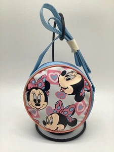 New Vintage Minnie Mouse AVON Round Purse Mini Blue Tote Bag Pink Hearts - Picture 1 of 5