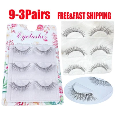 💙New 3-9 Paare Falsche Wimpern Lange Spray Frisuren Weiche Falsche Augen- / - Bild 1 von 4