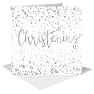 Christening Invitation Cards Envelopes Silver Foil Dots Baptism Baby Boy or Girl - Picture 1 of 4