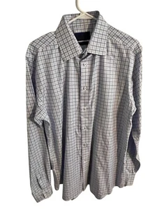 David Donahue Luxury Non Iron Trim Fit Checkered Long Sleeve Button-Down Shirt - Picture 1 of 7