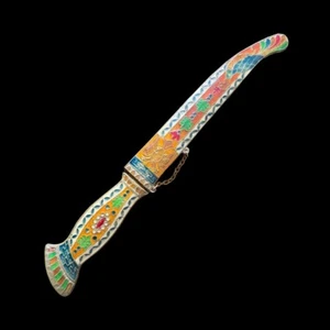 Vtg Russian Eagle Peacock Enameled Brass Dagger Cloisonne Knife Byzantine - Picture 1 of 2