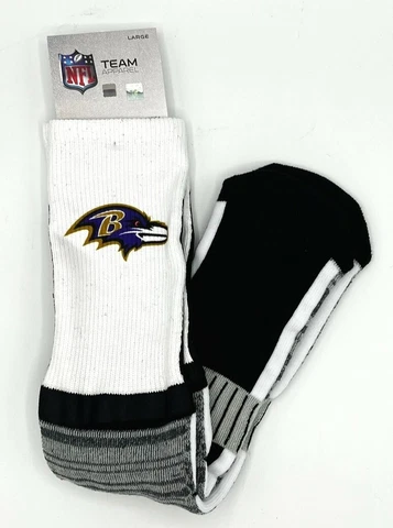 BALTIMORE RAVENS NFL LOGO MEN'S WHITE CREW SOCKS LARGE (8-13) FREE SHIPPING Cover