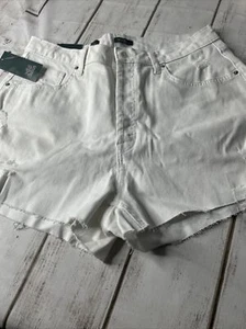 Wild Fable Denim White Distressed Shorts Size 14 NWT Super High Rise Curvy - Picture 1 of 10