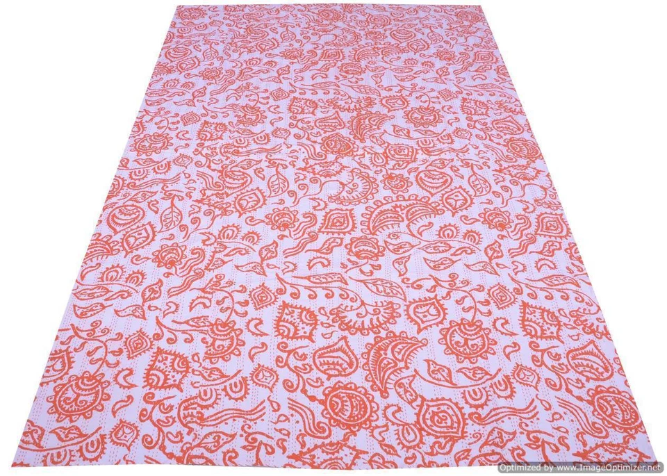 Indio Estampado Flores Kantha Colcha Manta de Algodón Diseño Colcha Ralli - Imagen 1 de 1