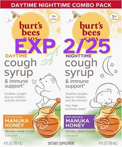 Burts Bees Kids Daytime and Nighttime Cough Syrup 4 Fl Oz EACH SEE PIC FOR DATE - Picture 1 of 2