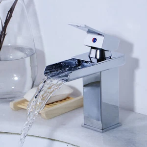 Grifo mezclador fregadero cromado de un orificio cascada latón baño lavabo grifos - Imagen 1 de 6