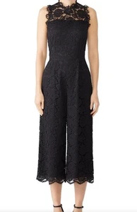 Kate Spade Poppy Lace Black Jumpsuit Cropped Lined Sleeveless size 00 Party Core - Picture 1 of 10