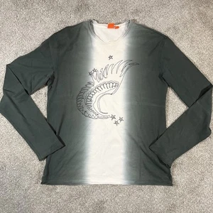 Hugo Boss Embroidered XL Green/White Striped Pattern Cotton Long Sleeve - Picture 1 of 9