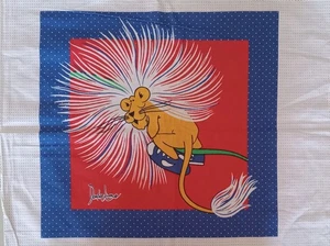 Vintage ~ Mähnen Org ~ "Dandee Löwen mit wilden Haaren" ~ Baumwollstoff Panel ~ 15,75"x15,5" - Bild 1 von 4