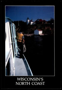 Vintage Wisconsin North Coast Raspberry Island Lighthouse Postcard Lake Superior - Picture 1 of 3