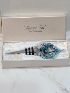 Vintage Murano Art Glass Wine Bottle Tear Drop Swirl Stopper Italy Orginal Box - Picture 1 of 8