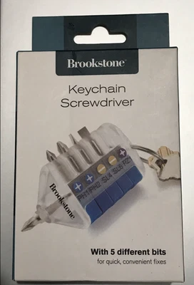 Destornillador para llavero Brookstone -5 brocas diferentes para arreglos rápidos convenientes - NUEVO Foto 1 de 2