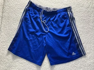 Adidas Shorts Adult XL Blue White Stripes Casual Gym Workout Training Athleisure - Picture 1 of 6