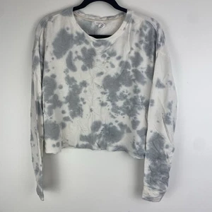 Crop top donna full tilt tinta unita manica lunga taglia S grigio bianco boxy - Foto 1 di 8