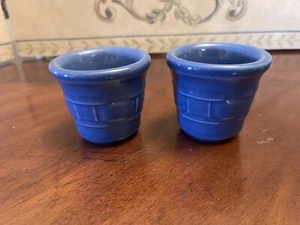 Longaberger Pottery Woven Traditions Votive Candle Holders Cornflower Blue 2 - Picture 1 of 8