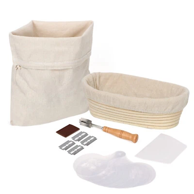 Gärkörbchen Oval Gärkorb zum Brotbacken Leineneinsatz Komplettes Gärkörbchen Set - Bild 1 von 4