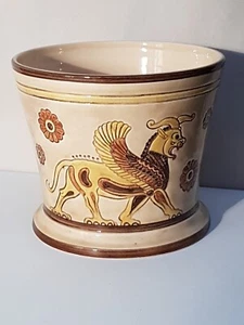 RARE SYLVAC POTTERY 20.3CM CREAM, YELLOW, BROWN ASSYRIAN PATTERN RANGE Planter - Picture 1 of 9
