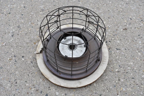 Large Industrial Antique Copper Light Fixture Mirror Reflector Cage Perfeclite Cover