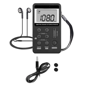 Mini Digital Portable Pocket LCD AM FM Radio Stereo USB Rechargeable w/Earphone - Picture 1 of 12