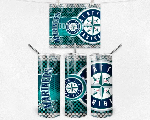 20oz Seattle Mariners Baseball MLB tumbler with box lid and straw Cover