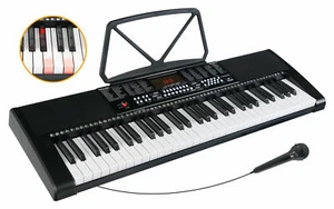 Klasse Keyboard mit 61 Leuchttasten, 255 Sounds, 3 Lernfunktion und Mikrofon - Bild 1 von 8