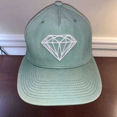 Diamond Supply Co. distressed green snapback adjustable hat, 100% cotton Foto 1 de 4