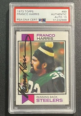 1973 Topps #89 Franco Harris RC Signed PSA/DNA Authentic Autograph Grade 10 HOF - Image 1 of 2