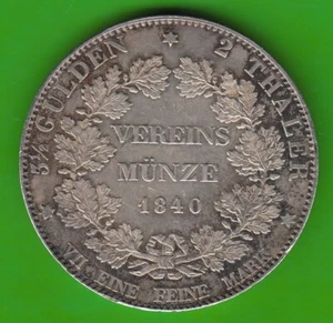 Coin Silver Taler Hessen-Darmstadt Double Taler 1840 in VF Pretty NSWLeipzig - Picture 1 of 3