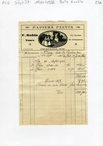 Dépt 37 - Tours 11 Avenue de Grammont - Belle Entête Papiers Peints - 11/10/1932 - Picture 1 of 1