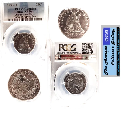 Antique⌛1853-O US New Orleans Mint Seated Liberty Quarter🪙PCGS XF Details 🪙 - Image 1 of 4