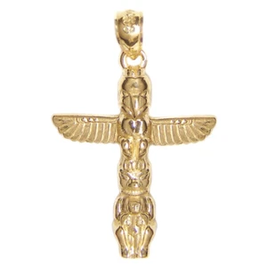 Neu 14k Gold Totem Stange Charm Anhänger - Bild 1 von 3