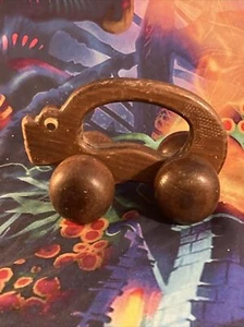 Antique Primitive Handmade Wooden Folk Art Toy With Wheels - Picture 1 of 6