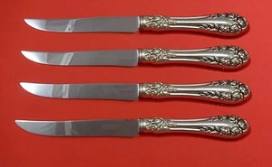 Rose by Wallace Sterling Silver Steak Knife Set 4pc Large Texas Sized Custom - Picture 1 of 1