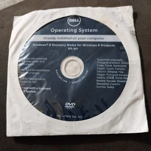 Dell Operating System Windows 8 Recovery Media 64-bit DVD H27WW - New Sealed - Picture 1 of 2