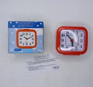 Vintage Quartz New Fashion Mini Travel Alarm Clock Red Plastic - Picture 1 of 11