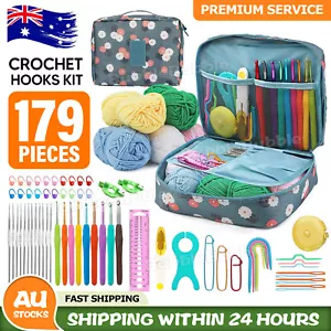 179pcs Beginner Crochet Hooks Kit 5 Roll Yarn Knitting Needles Sewing Tools Set - Picture 1 of 10