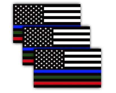  Calcomanía de bandera de Estados Unidos Thin Line - Pegatinas de bandera estadounidense a rayas azules verdes y rojas - x3 Foto 1 de 2