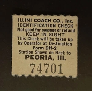 The Illini Coach Company - Billete de reclamación de equipaje de pasajeros de ferrocarril - 5 de abril de 1948 - Imagen 1 de 2