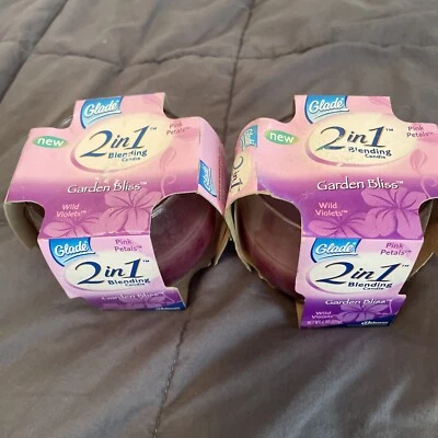 Vela mezcladora 2-Glade 4oz 2 en 1 jardín felicidad pétalos rosas violeta salvaje de colección 2004 Foto 1 de 4