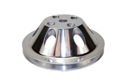 Small Block Chevy Polished Aluminum Water Pump Pulley short single groove billet - Image 1 of 2