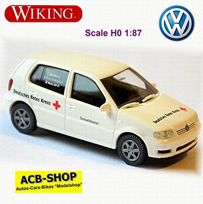 VW Polo 3 Tipo 6N Drk Magonza Tedesco Croce Rossa Sozialdienst 1:87 Wiking - Immagine 1 di 2